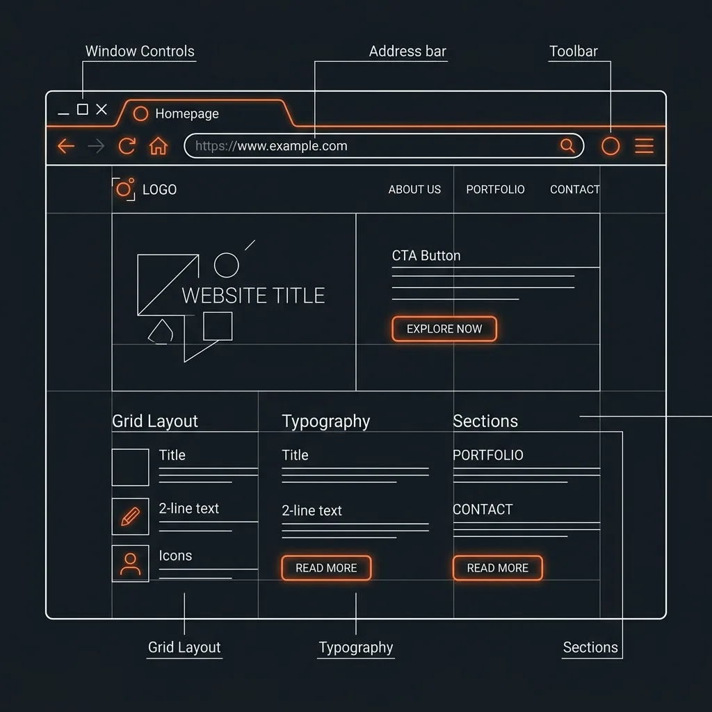 Abstract architecture blueprint placeholder representing a web design concept